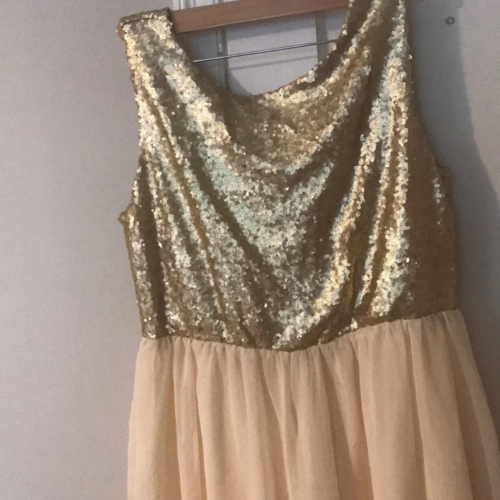 Gold formal dress sequins elegant fun